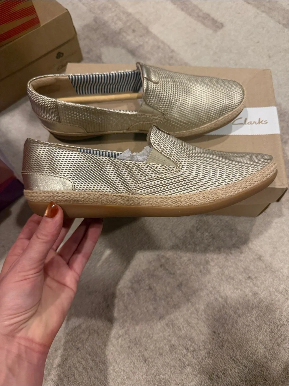Clarks Women's Metallic Gold Slip-On Espadrilles
